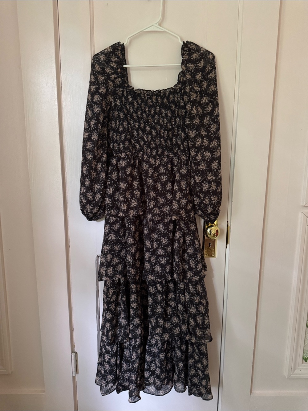 Baltic Born Smocked Square-Neck Floral Maxi Dress - Black Floral